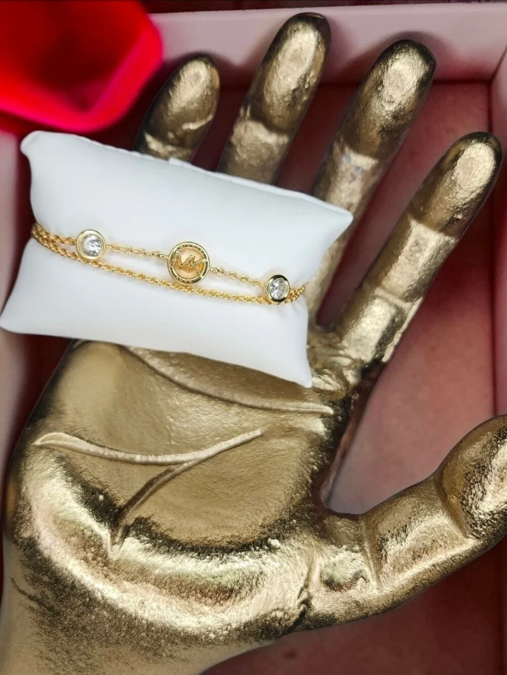 Michael Kors Gold-Tone Fulton Logo Double-Layer Chain Bracelet NWT